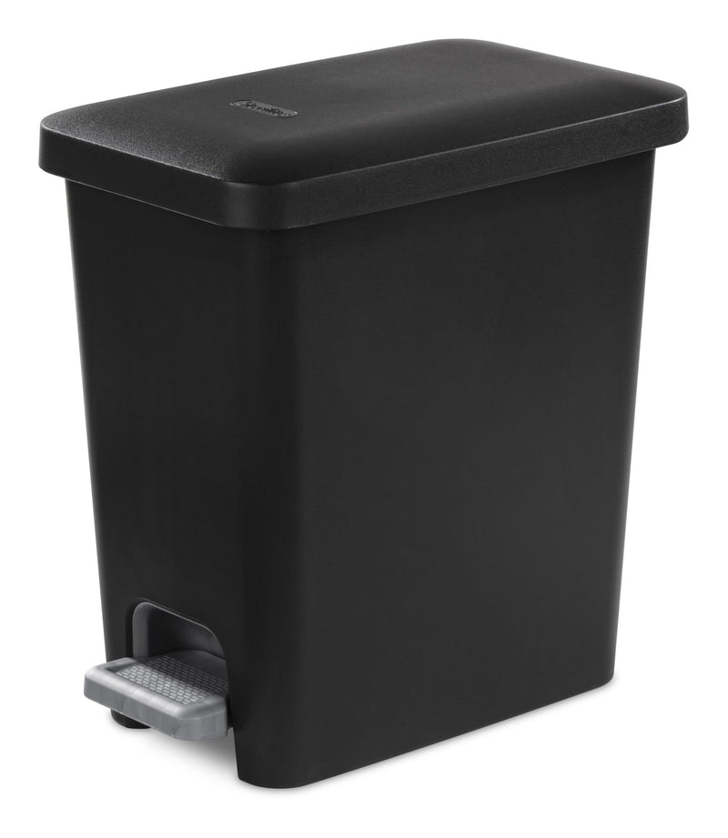 Sterilite Ultra Plastic Rectangular Step Garbage Can, Black, 10.2-L N9