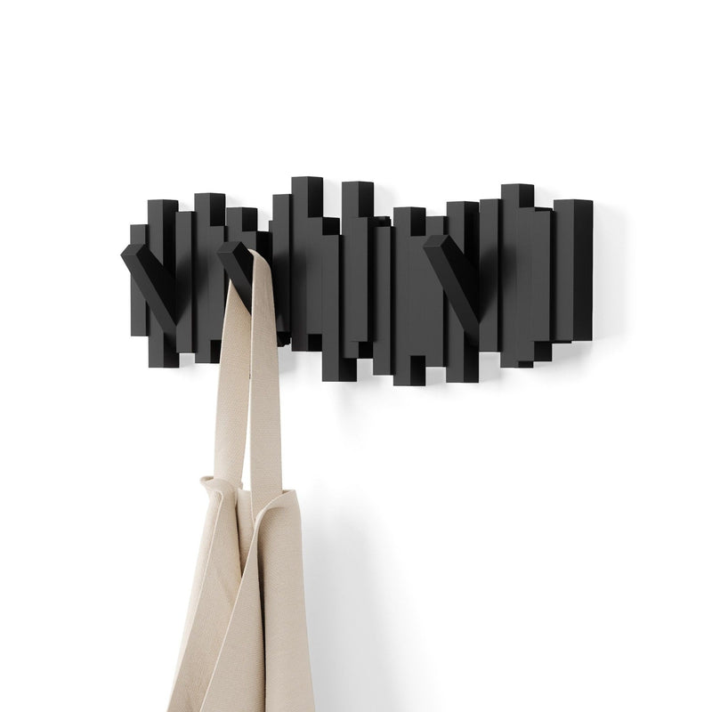 Sticks Multi 5 Hook Rack, Black D6