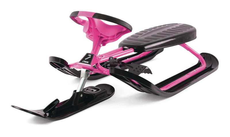 Stiga GT Racer Curve Kids' 1-Person Winter Snow Ski Sled with Steering Wheel & Brakes, Assorted Colours P1