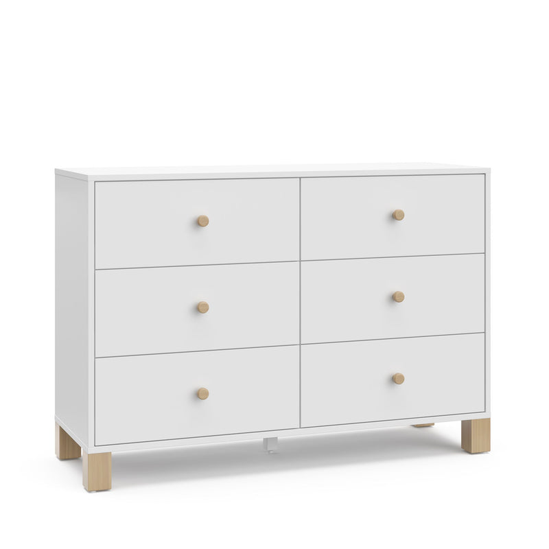 Storkcraft California 6-Drawer White/Driftwood Double Dresser/Chest H8