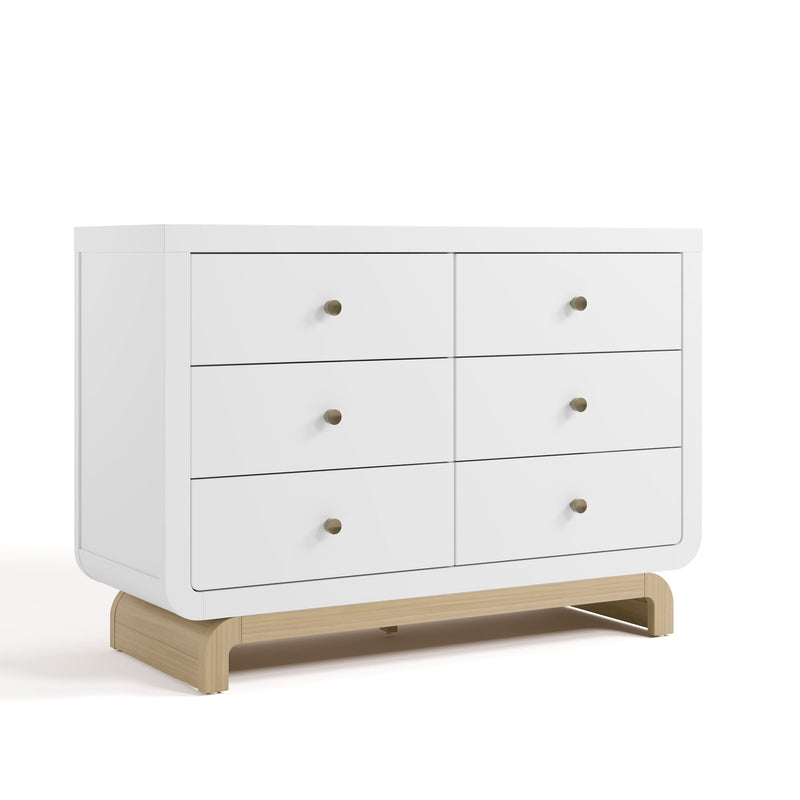 Storkcraft Santorini 6-Drawer White/Driftwood Double Dresser/Chest O6