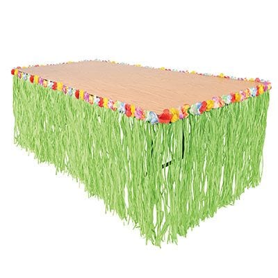Summer Green Grass Hawaiian Table Skirt, 9-ft Y5