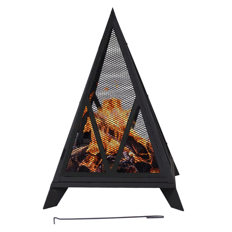 Sunnydaze Decor Majestic Pyramid Steel Fire Pit, Black A4