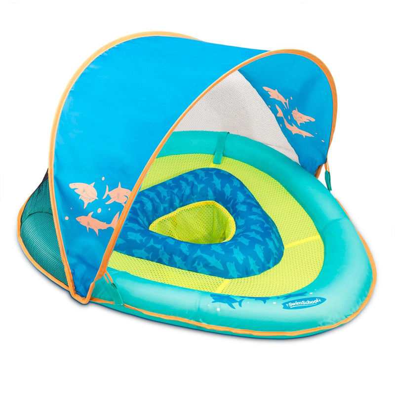 SwimSchool Grow-with-Me Inflatable UV-Protected Baby Swim Float/Boat with Canopy, Blue, Ages 6-24 months P8