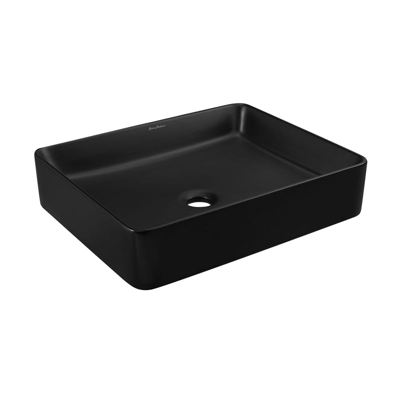 Swiss Madison Concorde Rectangle Ceramic Vessel Sink, Matte Black S9