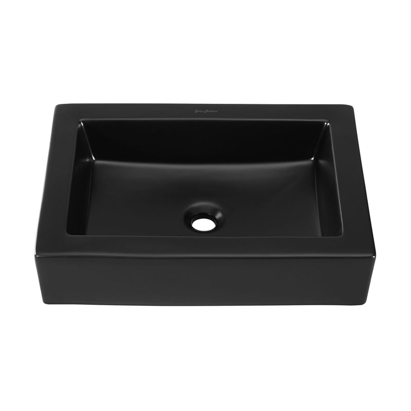 Swiss Madison Voltaire Ceramic Rectangle Vessel Sink, Matte Black Z2