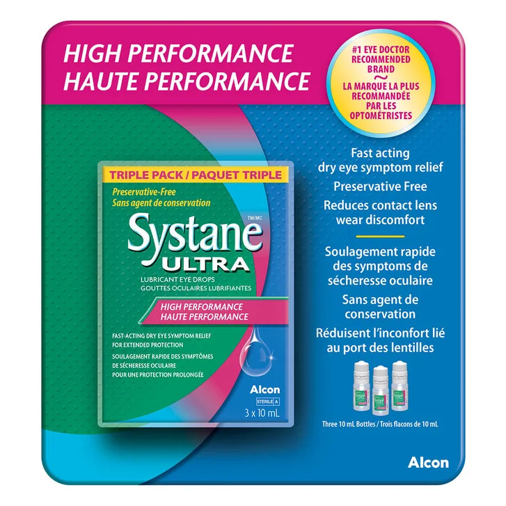 Systane Ultra Lubricant Eye Drops, Preservative Free, 3 x 10 mL Bottles V5