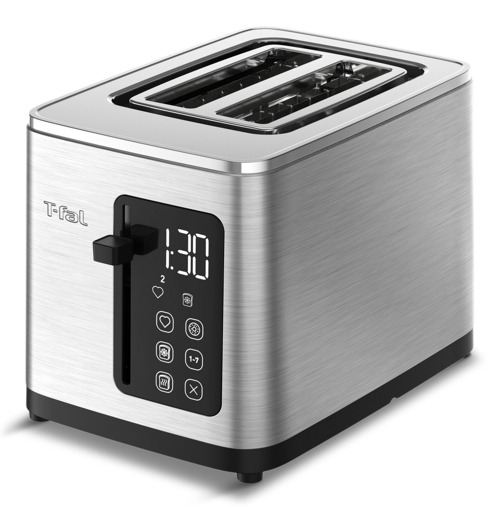 T-fal 2-Slice Stainless Steel Digital Toaster, Extra wide slots, 7 Browning levels
