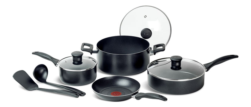 T-fal Viva Non-Stick Cookware Set, Black, 9-pc H8