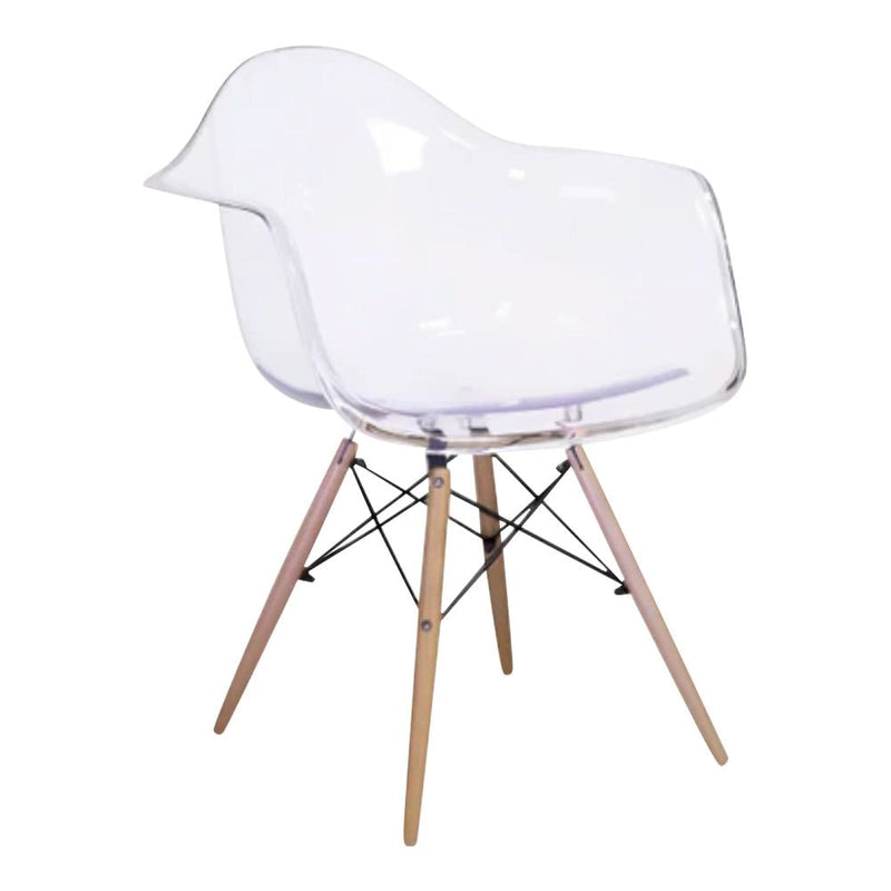 Take Me Home Clear Plastic Bucket Armchair with Wood Legs Z3