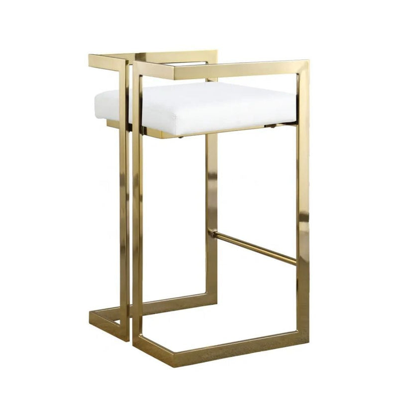 Take Me Home White Cushioned Harvey Stool with Gold Frame U3