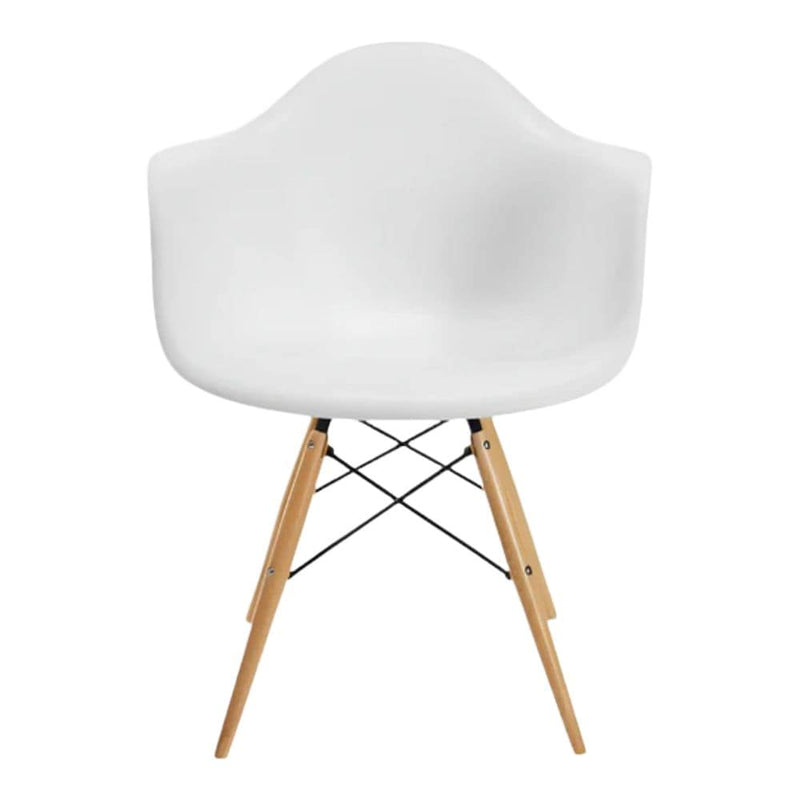 Take Me Home White Plastic Bucket Armchair with Wood Legs L3