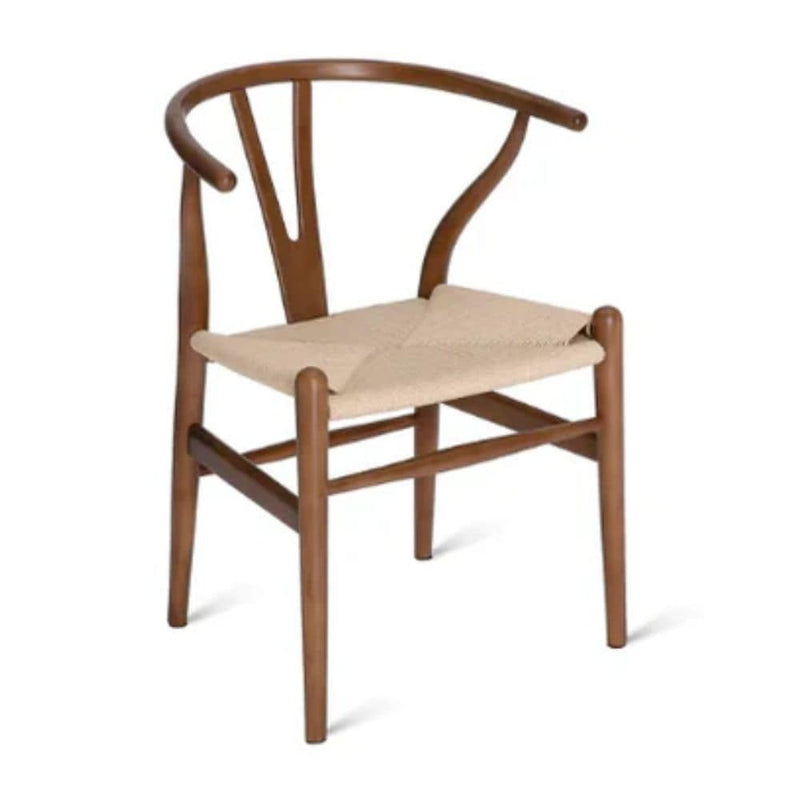 Take Me Home Wishbone Wood Dining Chair with Woven Seat, Walnut M1
