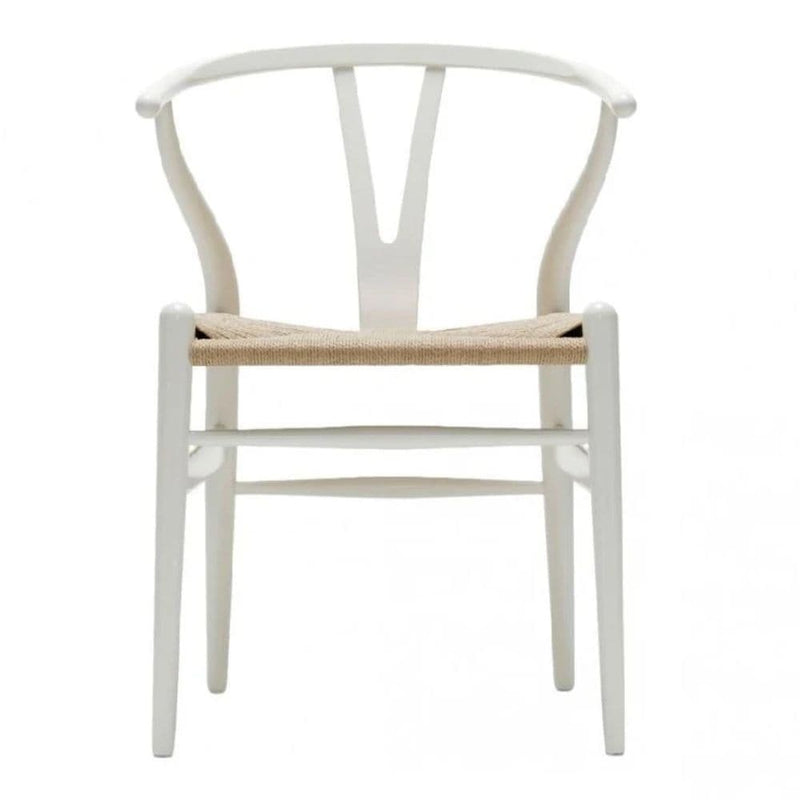 Take Me Home Wishbone Wood Dining Chair with Woven Seat, White S9