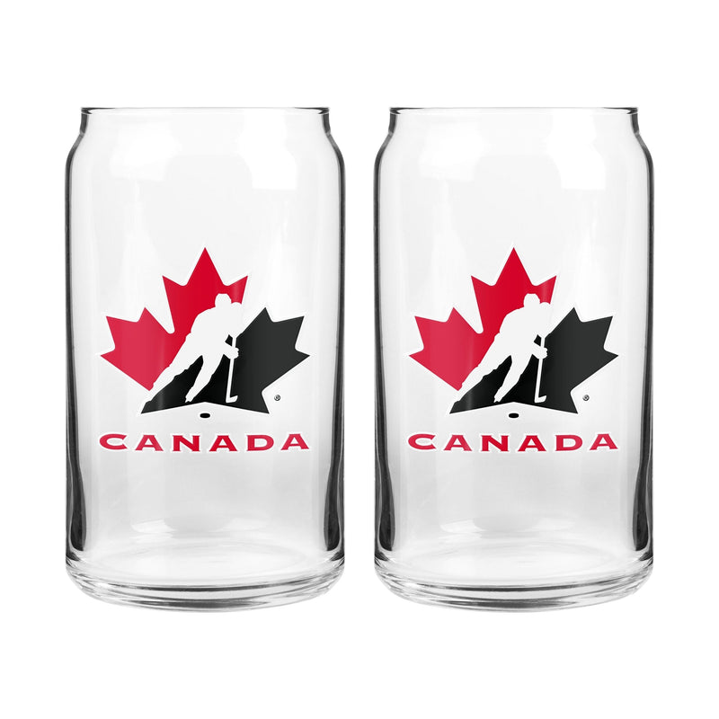 Team Canada/Hockey Canada Can Glass Set, Clear, 16-oz, 2-pk L0