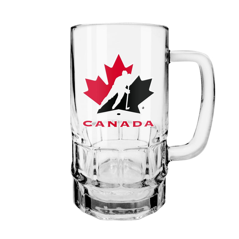 Team Canada/Hockey Canada Reusable Glass Beer Stein, Classic Drinking Glass with Handle, Clar, 18-oz L8
