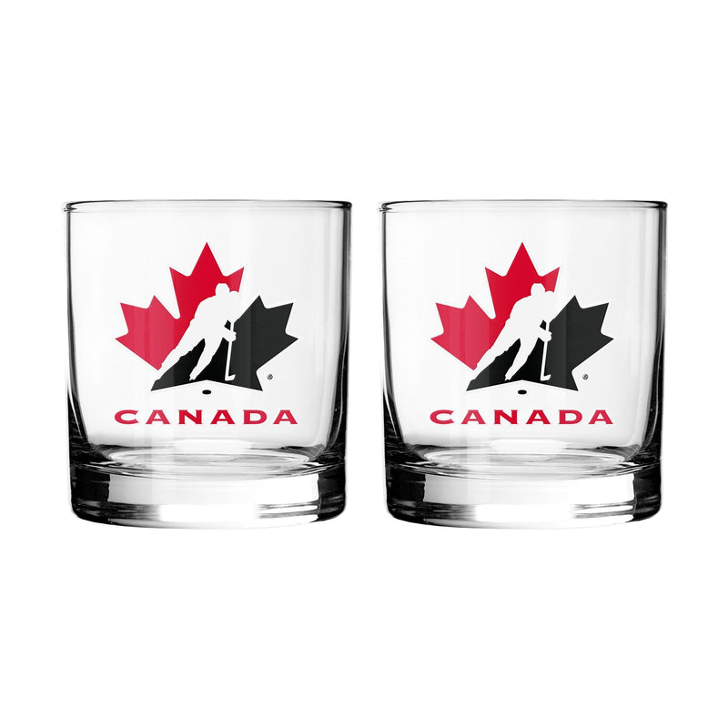 Team Canada/Hockey Canada Rocks Glass Set, Clear, 2-pk O0