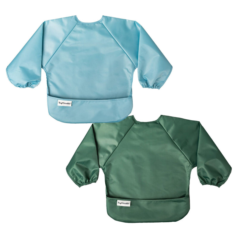 Tiny Twinkle Mess-Proof Apron Bibs, Slate/Olive, 2-pk R5