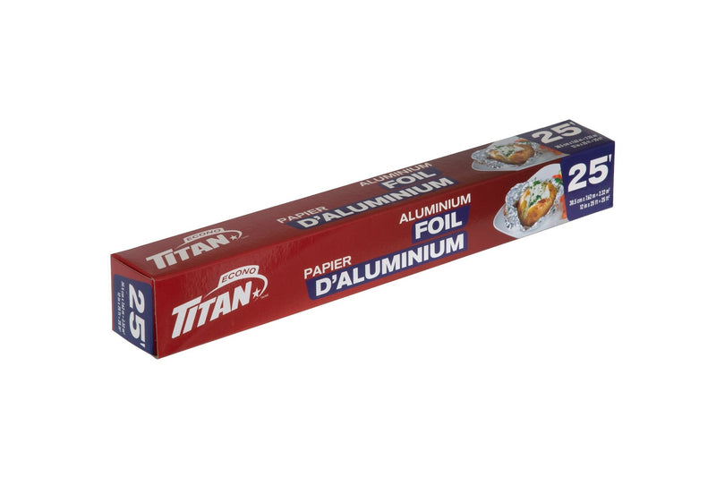 Titan Aluminum Foil, 12-in x 25-ft, Kitchen Foil for Cooking/Baking & Grilling I0