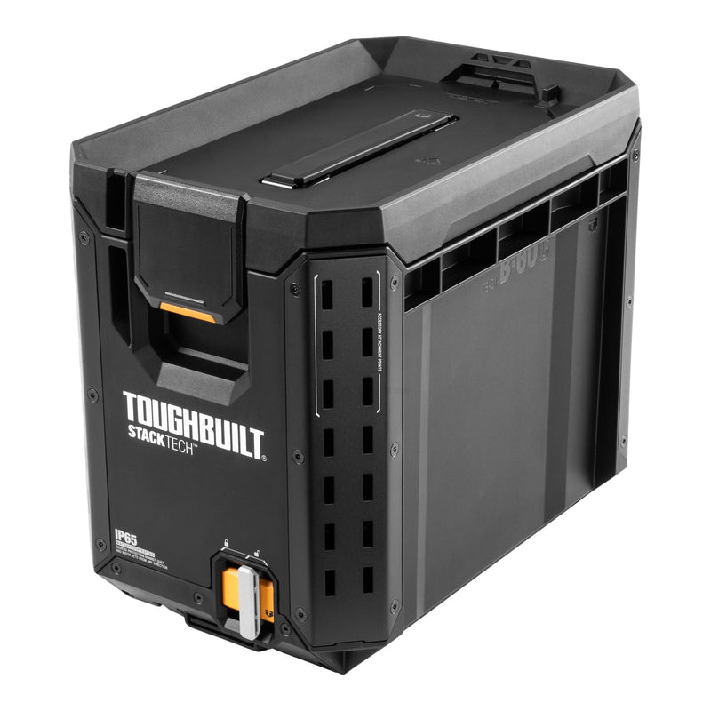ToughBuilt StackTech Half Portable Modular Plastic/Metal Tool Box with Inner Tray and 5 Dividers, IP65-Rated, Black R2