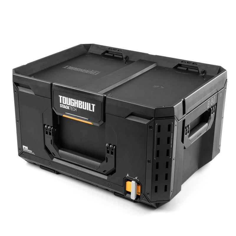 ToughBuilt StackTech Middle Portable Modular Plastic/Metal Tool Box with Inner Tray, IP65-Rated, Black S0