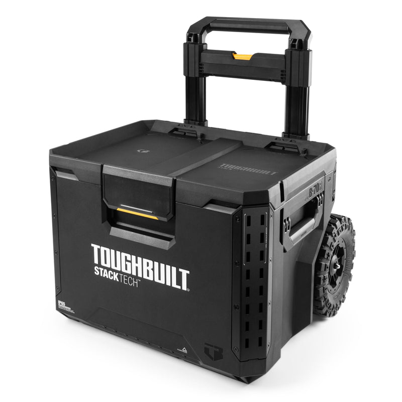 ToughBuilt StackTech Portable Modular Plastic/Metal Rolling Tool Box with Handle and Inner Tray, IP65-Rated, Black O6