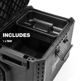 ToughBuilt StackTech Portable Modular Plastic/Metal Rolling Tool Box with Handle and Inner Tray, IP65-Rated, Black