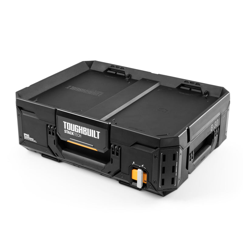 ToughBuilt StackTech Top Portable Modular Plastic/Metal Tool Box with 4 Dividers and 4 Bins, IP65-Rated, Black F7