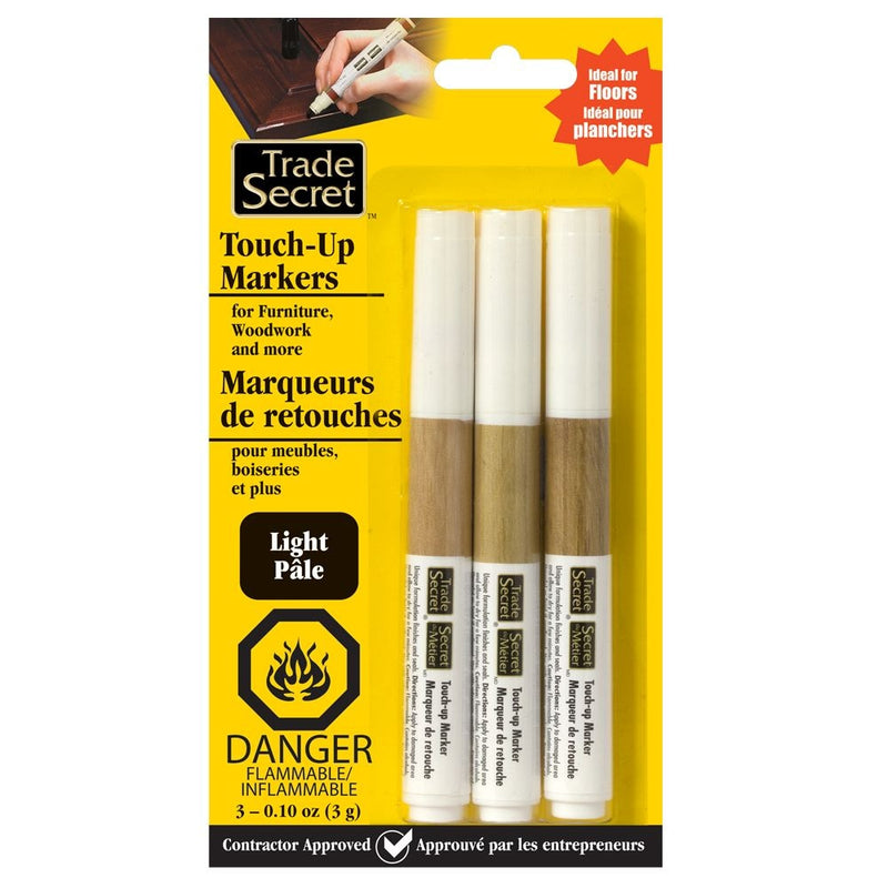 Trade Secret Light Touch Up Markers for Wood, Light Brown, 3-pk V6