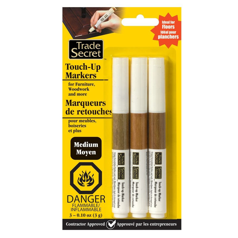 Trade Secret Medium Touch Up Markers for Wood, Medium Brown, 3-pk D2