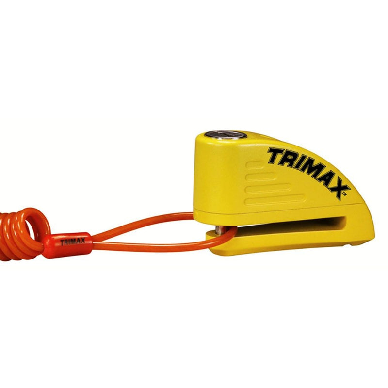 Trimax Alarmed Disc Lock with 8mm Pin, Yellow with Pouch & Cable V7