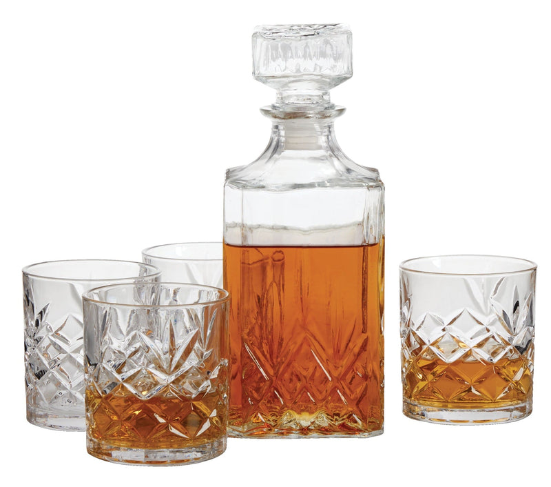 Trudeau Glass Whiskey Decanter & Glasses Set, 5-pc I1