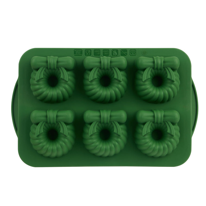 Trudeau Green Steel/Silicone Wreath Cake Pan, 6-pk Q2