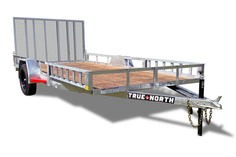 True North 83-in x 14-ft Utility Trailer with Gate & Side ATV Ramps, Galvanized R7