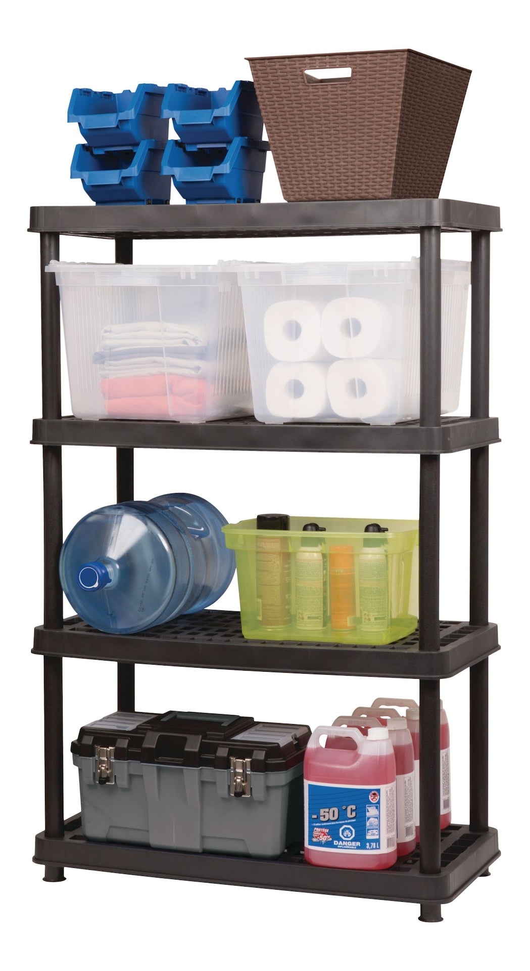 TuffStore 4-Shelf Resin/Plastic Storage Rack/Shelving Unit, 36 x 18 x 54-in