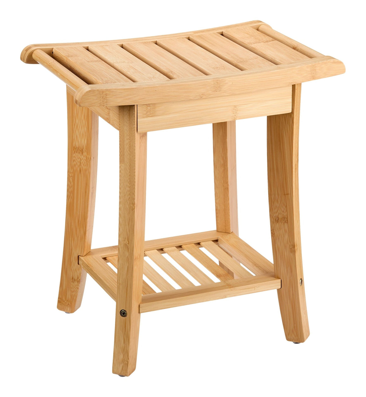Type A 2-Tier Bamboo Wood Bathroom Stool with Shelf