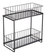 Type A 2-Tier Shower Organizer with Slide Out Basket, Black