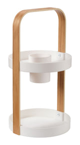 Type A Bella 2-Tier Cosmetic Bathroom Vanity Organizer with Removable Cup, White/Natural