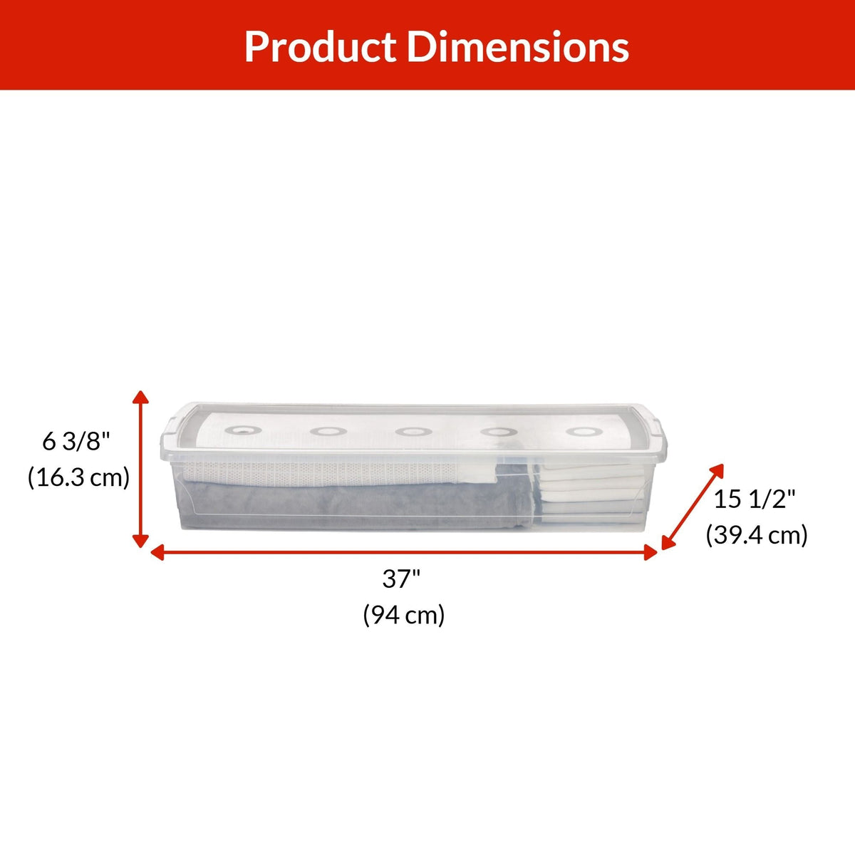 type A Clarity Transparent Under the Bed Storage Box with Lid, 50-L