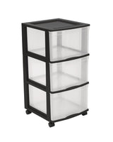 type A Clear Black Frame 3-Drawer Storage Tower/Cart with Wheels, 24-in
