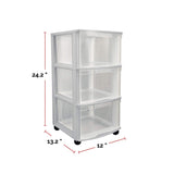 type A Clear Grey Frame 3-Drawer Storage Tower/Cart with Wheels, 26-in