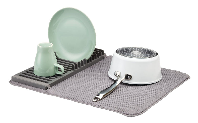 Type A Comfort Absorbent Folding Microfibre Dish Drying Mat & Draining Rack, Grey, 20 x 16-in P8