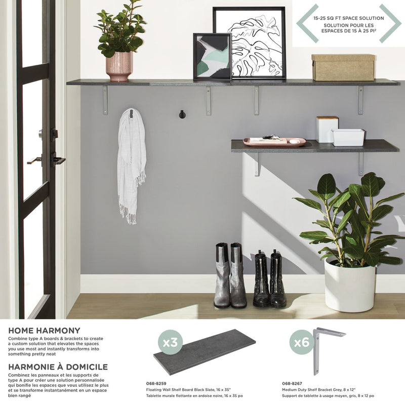 type A Floating Wall Shelf Board, Black Slate, 16 x 35-in V4