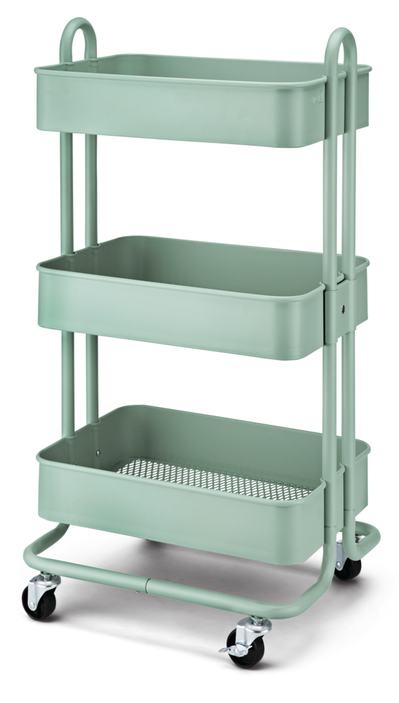 type A Momentum Steel 3-Tier Utility Cart with 4 Wheels, Eucalyptus Y3