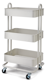 type A Momentum Steel 3-Tier Utility Cart with 4 Wheels, White