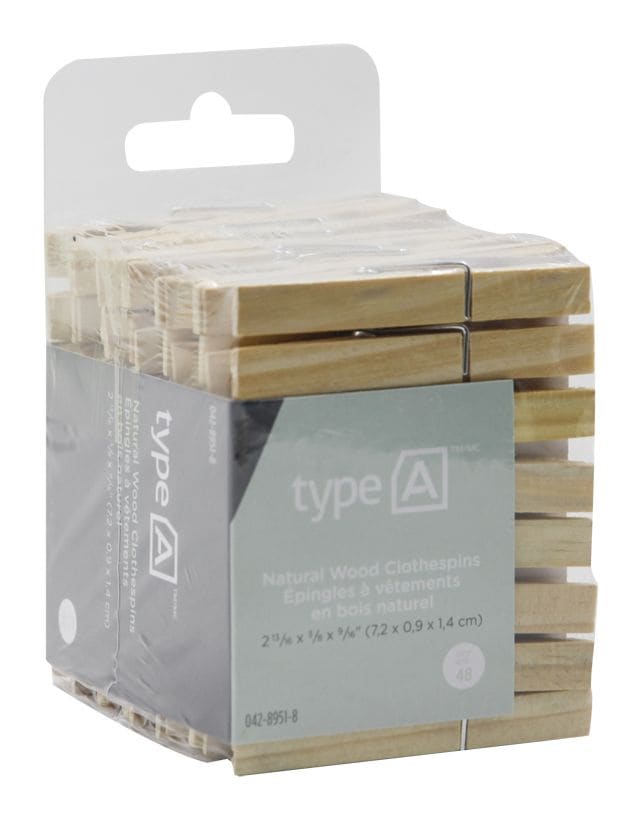 type A Natural Wood Clothespins, 48-pk N4