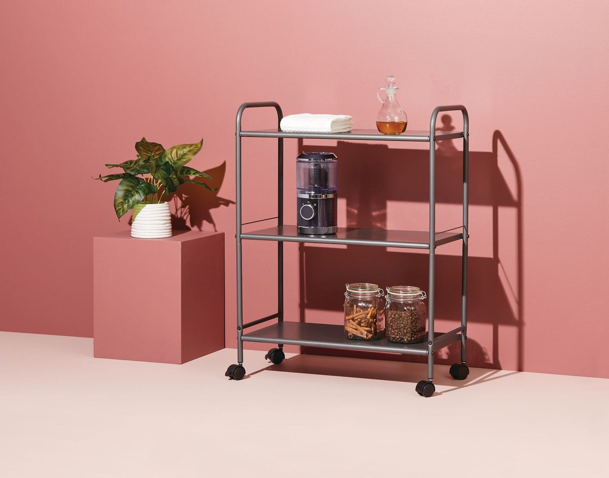 type A Radiant 3-Tier Utility Cart with Wheels, Grey