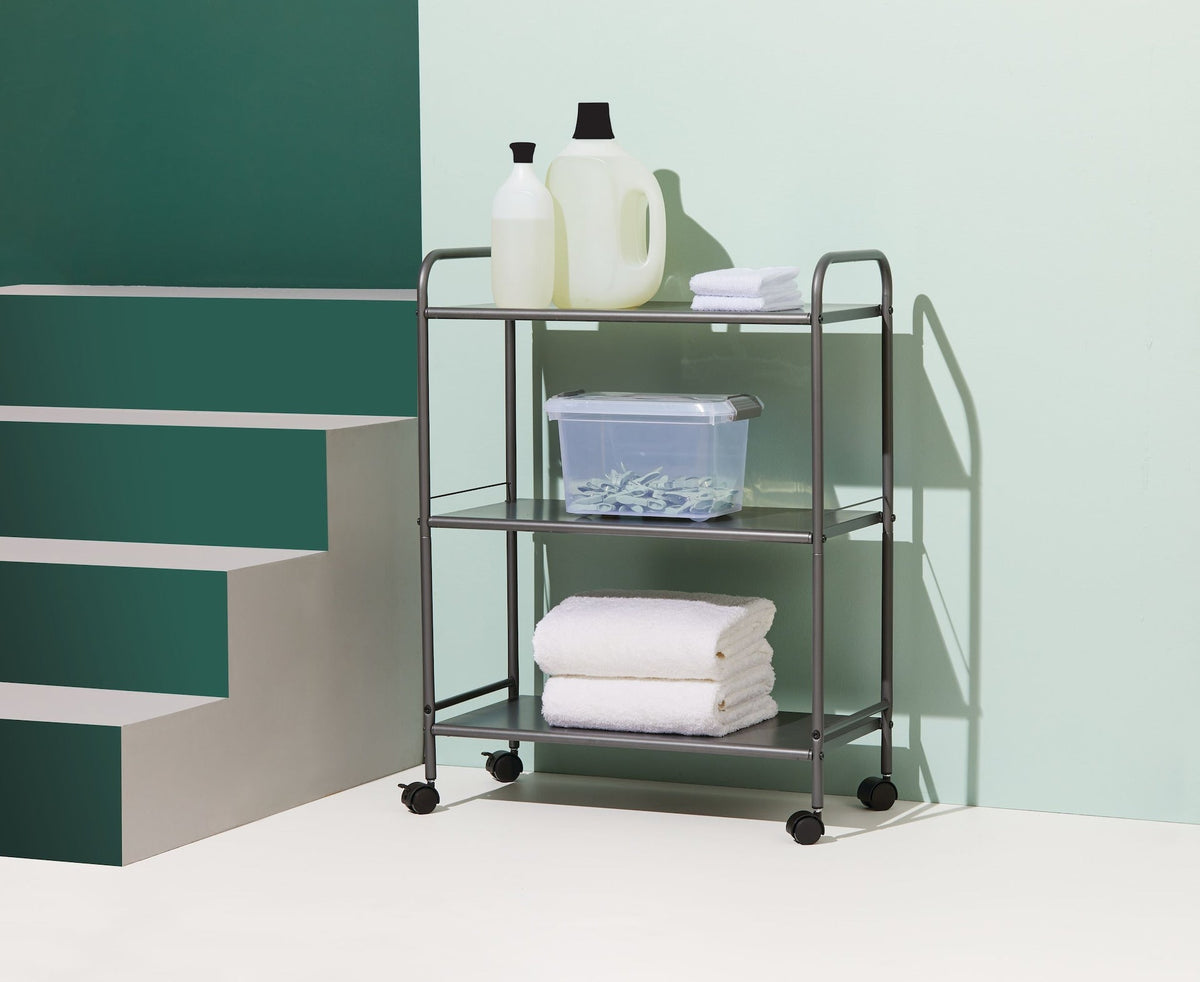 type A Radiant 3-Tier Utility Cart with Wheels, Grey