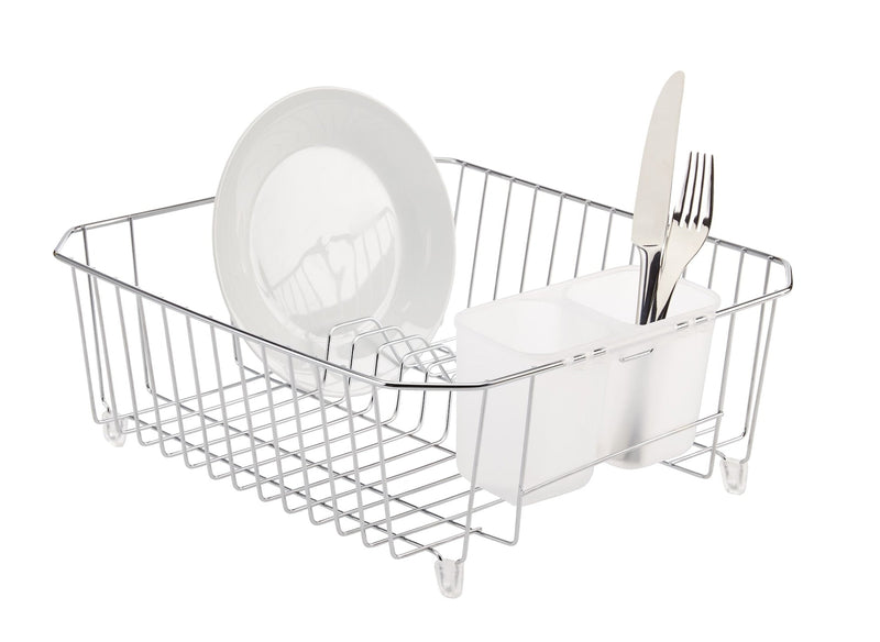 Type A Small Metal Dish Drying/Draining Rack For Kitchen, Chrome, 14.25 x 12.5 x 5-in R3