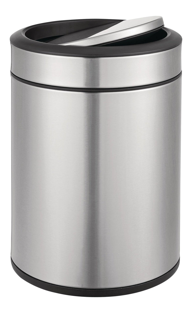 type A Steel and Plastic Circular Swing Lid Garbage Bin, Silver, 8-L M3